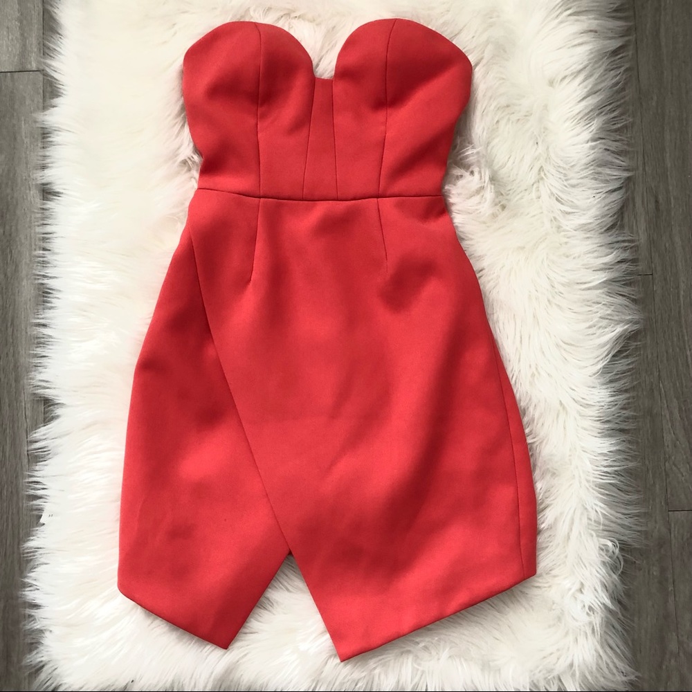 C/meo Collective strapless coral tulip dress XS